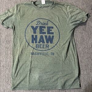 Green Vintage YEE HAW beer T-Shirt for Men